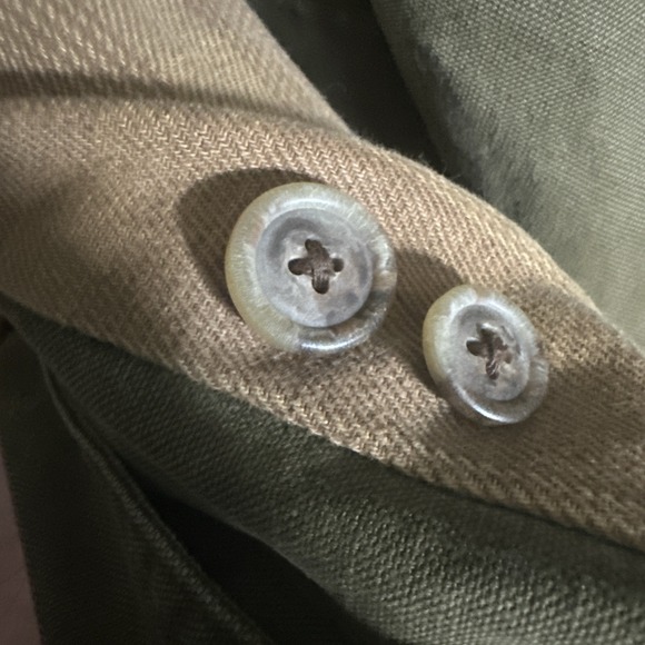 Banana Republic VTG Army Green Leather Collar Distressed Jacket Mens M Read - Picture 16 of 16